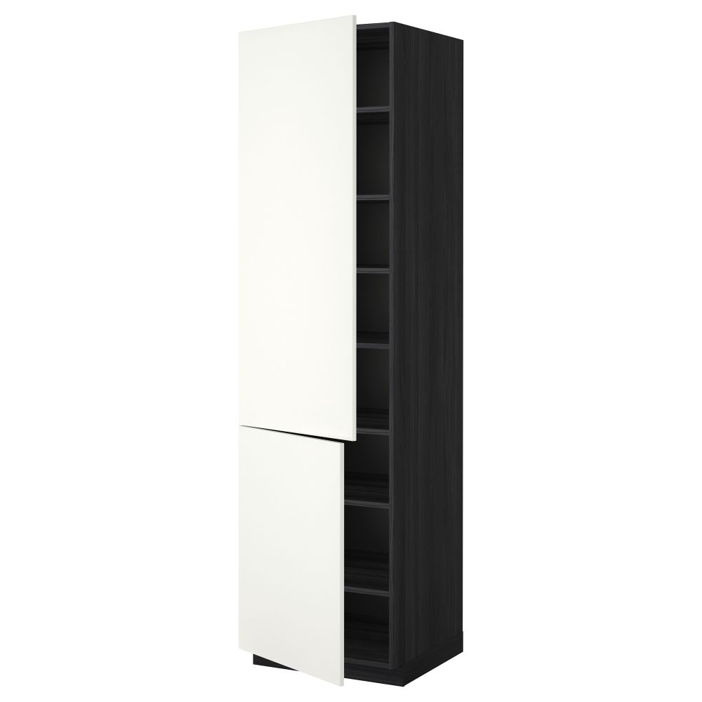 Высокий шкаф с полками, 2 дверцы МЕТОД, черный, Хэггеби белый - схема-чертеж с размерами