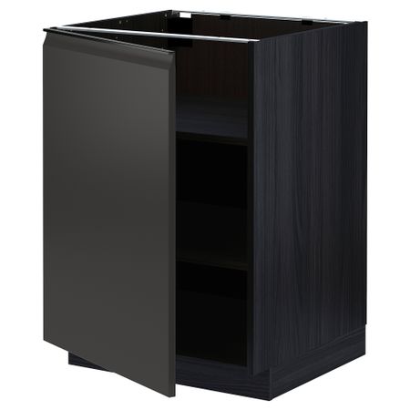 Напольный шкаф с полками, черный, Upplöv матовый антрацит, 60x60 см IKEA METOD МЕТОД 194.953.36