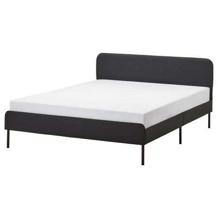 SLATTUM Каркас кровати с обивкой - Vissle темно-серый 160x200 см