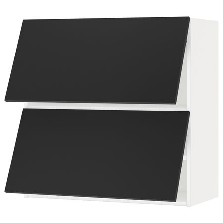 Навесной шкаф, 2 дверцы, горизонтал, белый/Юдевалла антрацит 80x80 см IKEA METOD МЕТОД 193.917.01