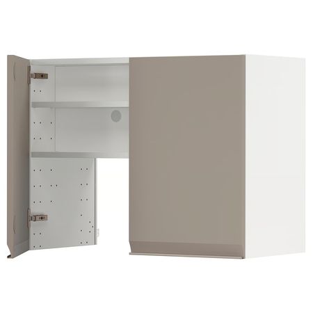 METOD Навесной шкаф д/вытяжки/полка/дверь - белый/Upplöv матовый темно-бежевый 80x60 см