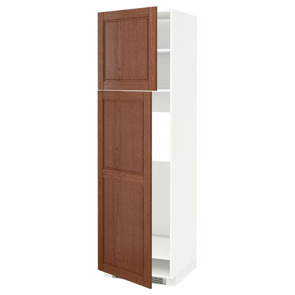 Высокий шкаф для холодильника, 2 дверцы МЕТОД, белый, Филипстад коричневый - схема-чертеж с размерами
