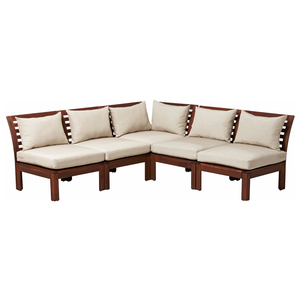 Садовый угловой диван 3 + 2 ЭПЛАРО / ХОЛЛО, коричневый коричневая морилка, бежевый (206/206x80x73 см) - фото 1