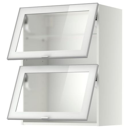 Навесной горизонтальные шкаф, 2 зеркальная дверц, белый/Ютис матовое стекло 60x80 см IKEA МЕТОД 892.383.48