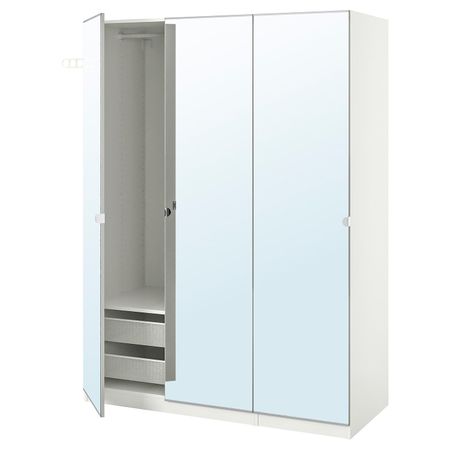 Гардероб, комбинация, белый/зеркальное стекло 150x60x201 см IKEA PAX ПАКС / VIKEDAL ВИКЕДАЛЬ 093.961.67