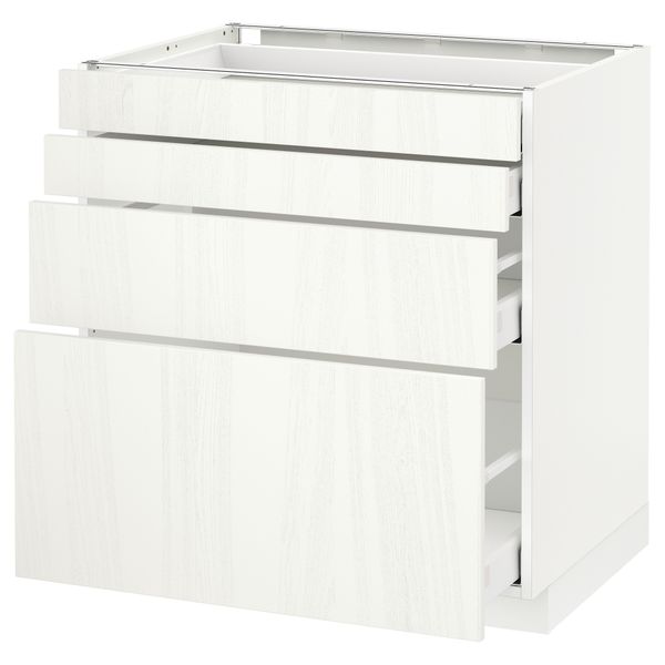 Напольный шкаф 4 фронтальных панели, 4 ящика МЕТОД / МАКСИМЕРА, белый, Росдаль белый - схема-чертеж с размерами
