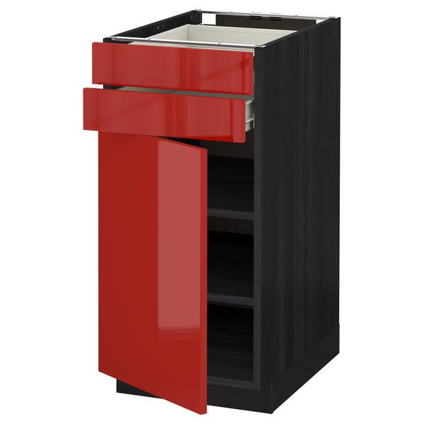 Напольный шкаф с дверцей, 2 ящиками МЕТОД / ФОРВАРА, черный, Рингульт красный - схема-чертеж с размерами