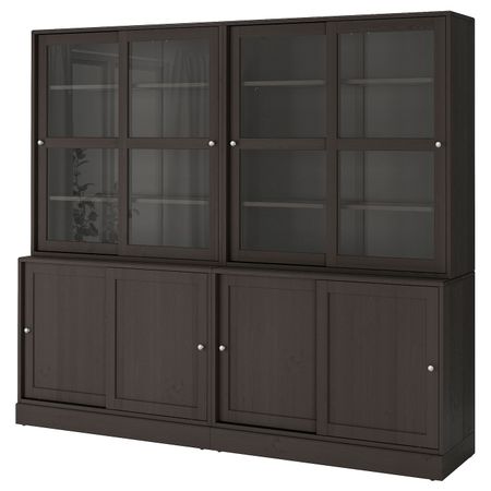Комбинация с раздвижными дверьми, темно-коричневый 242x47x212 см IKEA HAVSTA ХАВСТА 092.659.01