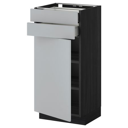 Напольный шкаф с дверцей, 2 ящиками МЕТОД / МАКСИМЕРА, черный, Веддинге серый