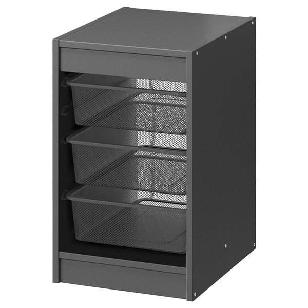 Комбинация для хранения + контейнеры, серый, темно-серый, 34x44x56 см IKEA TROFAST ТРУФАСТ 695.150.73 - фото 1