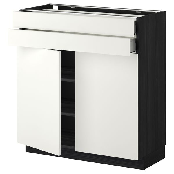 Напольный шкаф, 2 дверцы, 2 ящика МЕТОД / МАКСИМЕРА, черный, Хэггеби белый - фото 1