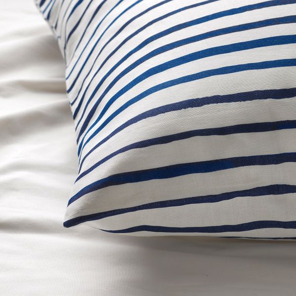 Пододеяльник и наволочка, в полоску/синий белый 150x200/50x70 см IKEA SÅNGLÄRKA СОНГЛЭРКА 304.269.59 - фото 5