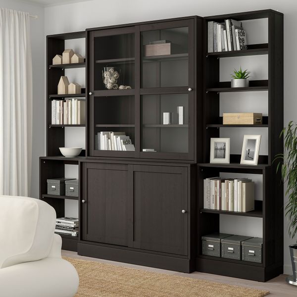 Комбинация с раздвижными дверьми, темно-коричневый 243x47x212 см IKEA HAVSTA ХАВСТА 092.752.31 - фото 2