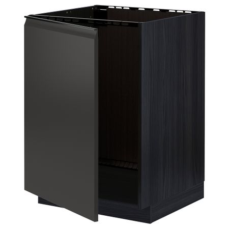 Напольный шкаф для мойки, черный, Upplöv матовый антрацит, 60x60 см IKEA METOD МЕТОД 394.955.66