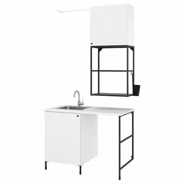 ENHET Комбинация для домашней прачечной - антрацит/белый 139x63.5x87.5 см - фото 1