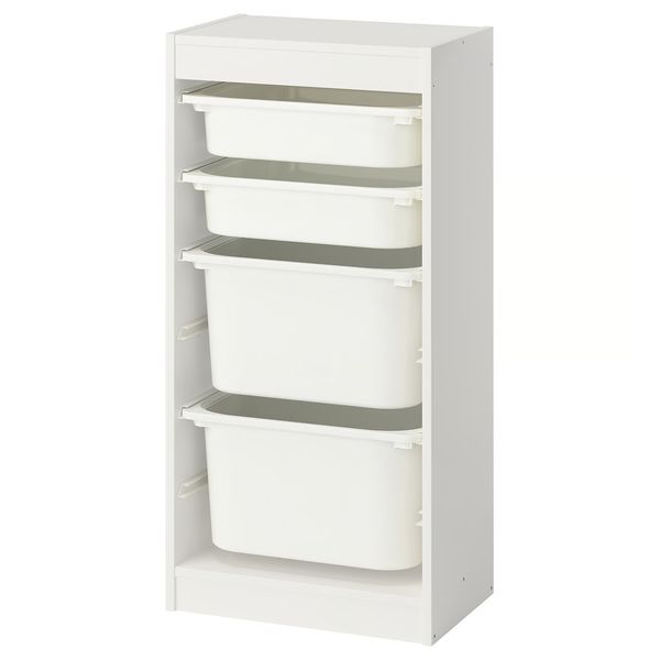 TROFAST Комбинация д/хранения+контейнеры - белый/белый 46x30x94 см - фото 1