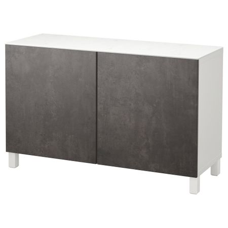 Комбинация для хранения с дверцами БЕСТО, белый Кэлльвикен, темно-серый под бетон (120x42x74 см)