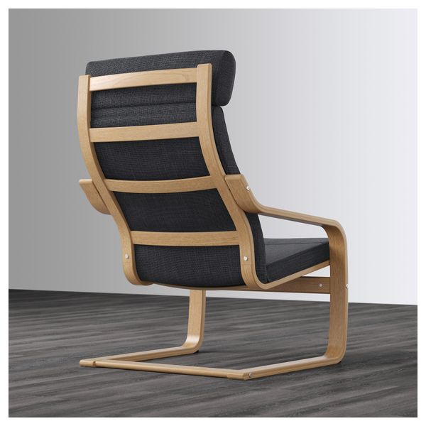 Кресло ПОЭНГ, дубовый шпон, Хилларед антрацит - схема-чертеж с размерами