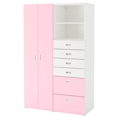 Шкаф платяной, белый/светло-розовый 120x50x192 см IKEA STUVA СТУВА / FRITIDS ФРИТИДС 392.764.70