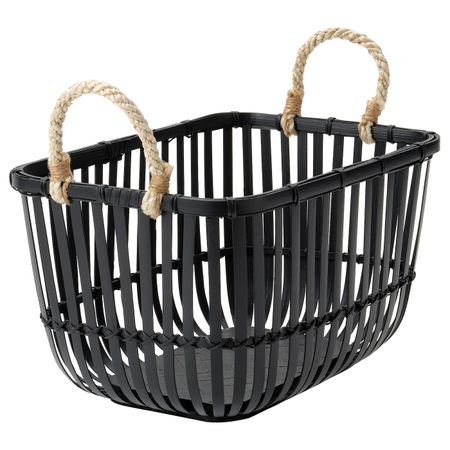 Корзина с ручками, черный бамбук IKEA LUSTIGKURRE ЛУСТИГКЮРРЕ 804.574.20
