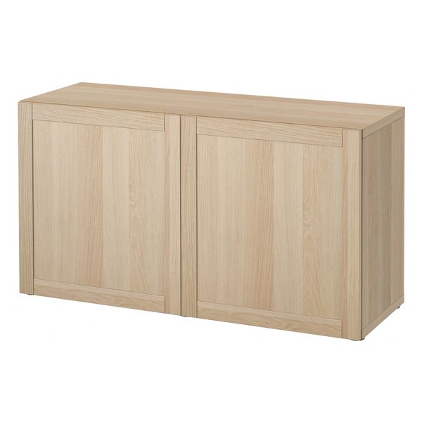 Стеллаж с дверьми БЕСТО, Ханвикен под беленый дуб (120x40x64 см) - схема-чертеж с размерами