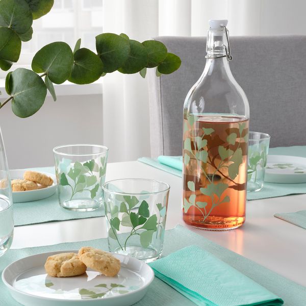 Бутылка с пробкой, стекло/с печатным рисунком 1 л IKEA KORKEN КОРКЕН 004.812.40 - схема-чертеж с размерами