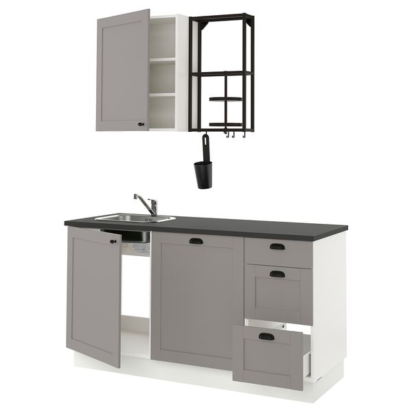 Кухня, 163x63.5x222 см, антрацит/серый каркас IKEA ENHET 293.373.65 - фото 1