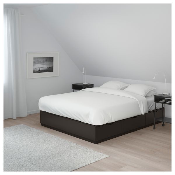 Каркас кровати с ящиками НОРДЛИ, антрацит - схема-чертеж с размерами