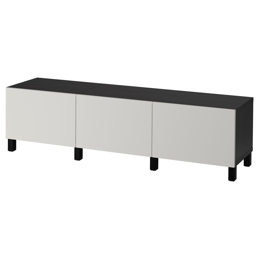 Комбинация для хранения с ящиками БЕСТО, черно-коричневый, Лаппвикен светло-серый (180x40x48 см) - фото 1