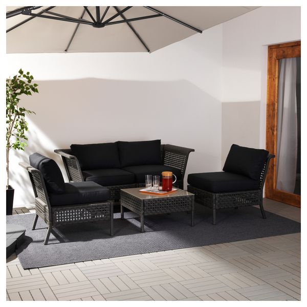4-местный комплект садовой мебели КУНГСХОЛЬМЕН / КУНГСЭ, черно-коричневый (204x204x73 см) - фото 2
