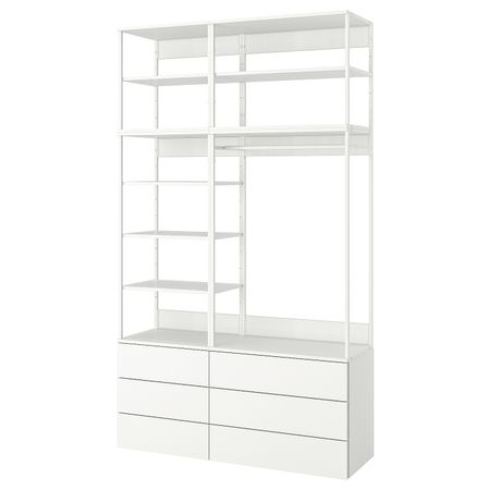 Гардероб с 6 ящиками, белый/Фоннес белый 140x42x241 см IKEA OPPHUS ОПХУС 993.243.26