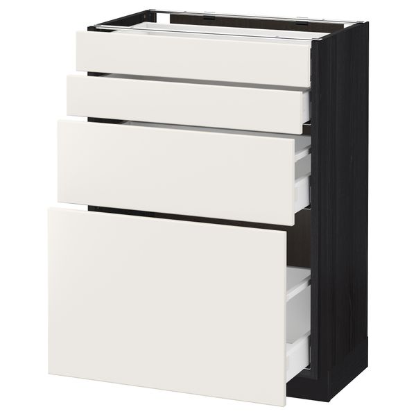 Напольный шкаф 4 фронтальных панели, 4 ящика МЕТОД / МАКСИМЕРА, черный, Веддинге белый - схема-чертеж с размерами