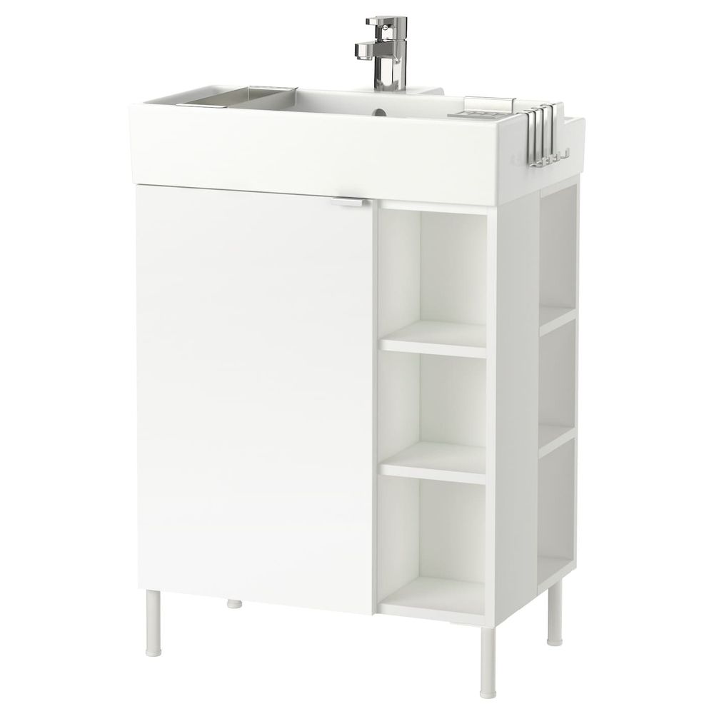 Шкаф под раковину с 1 дверцы, 2 открытыми полк, белый/ЭНСЕН смеситель 61x41x87 см IKEA LILLÅNGEN ЛИЛЛОНГЕН 492.941.76 - фото 1