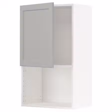 METOD Навесной шкаф для СВЧ-печи - белый/Lerhyttan светло-серый 60x100 см