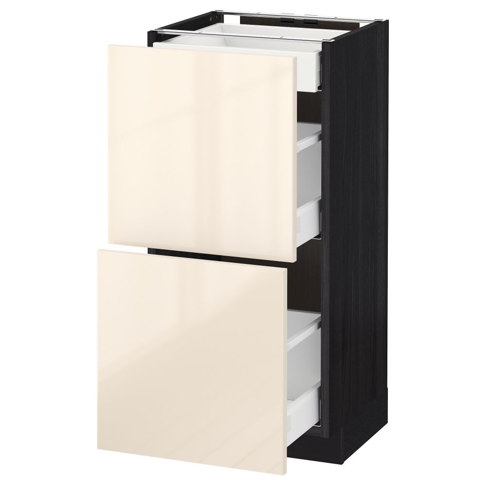 Напольный шкаф, 2 фасада, 3 ящика МЕТОД / МАКСИМЕРА, черный, Рингульт кремовый - схема-чертеж с размерами