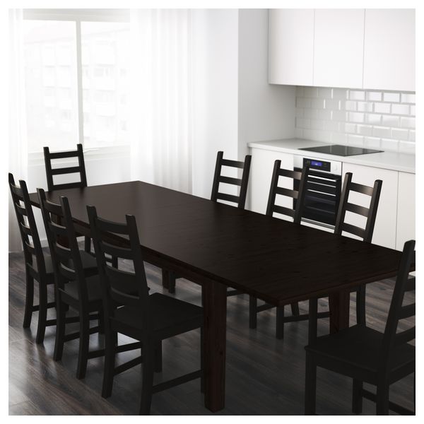 Раздвижной стол СТУРНЭС, коричнево-чёрный (201/247/293x105 см) - фото 4