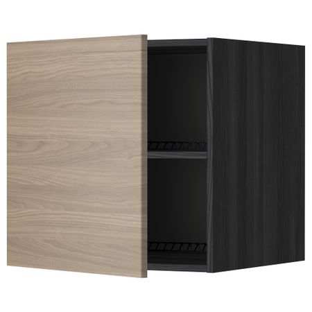 Верхний шкаф на холодильник, морозильник МЕТОД, черный, Брокхульт светло-серый