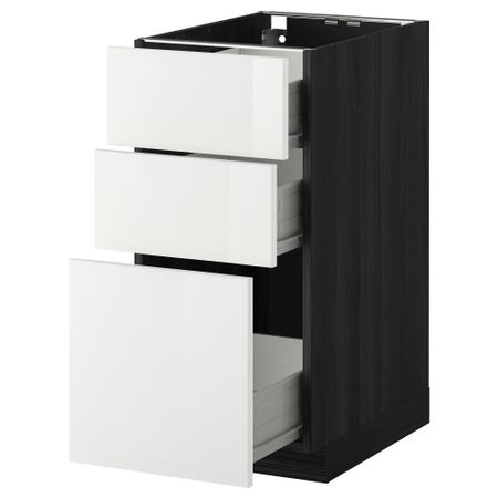 Напольный шкаф с 3 ящиками МЕТОД / ФОРВАРА, черный, Рингульт белый