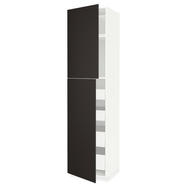 Высокий шкаф/2дверцы/4ящика, белый/Кунгсбакка антрацит 60x60x240 см IKEA METOD МЕТОД / MAXIMERA МАКСИМЕРА 694.458.48 - фото 1