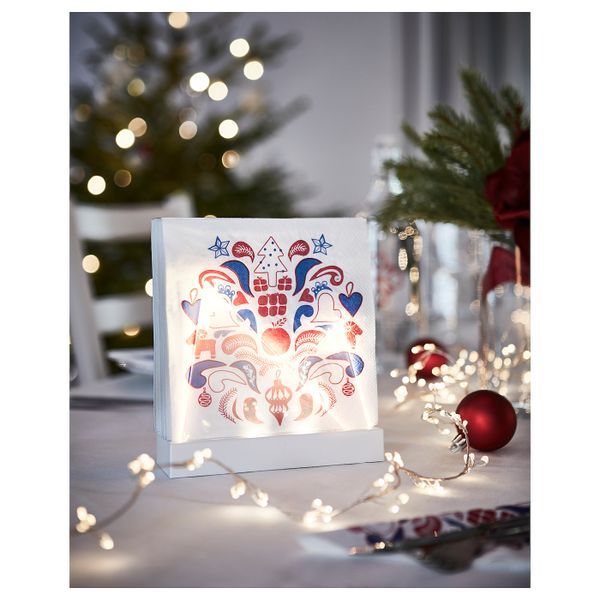 Салфетка бумажная, с рисунком белый/красный, синий, 33x33 см IKEA ВИНТЕРФЕСТ 704.328.35 - схема-чертеж с размерами