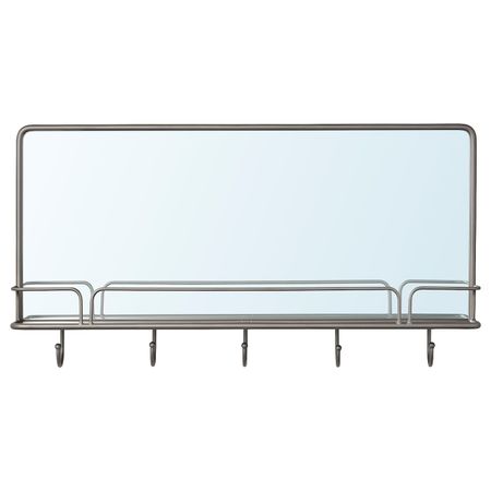Зеркало с полкой и крючками, серый 71x38 см IKEA SYNNERBY СИННЕРБЮ 504.712.72