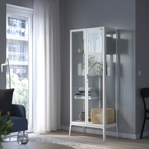 Шкаф-витрина, белый 73x175 см IKEA MILSBO МИЛЬСБУ 903.964.26 - фото 2