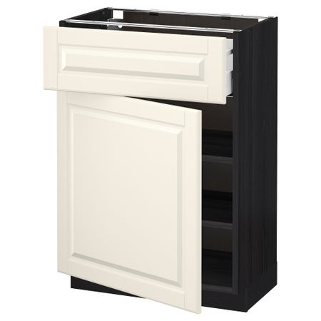 Напольный шкаф с ящиком, дверью МЕТОД / МАКСИМЕРА, черный, Будбин белый с оттенком