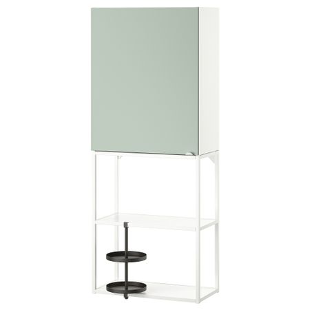 Комбинация для хранения, 60x32x150 см, белый, бледный серо-зеленый IKEA BEGIVENHET БЕГИВЕНХЕТ 694.968.09