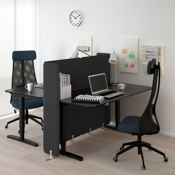 Стол-трансформер с экраном, ясеневый шпон, черная морилка, черный 160x160 120 см IKEA БЕКАНТ 492.892.45 - фото 2