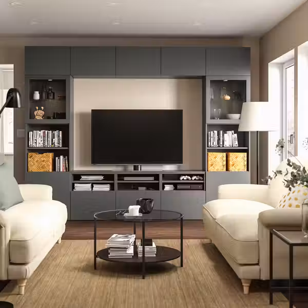 BESTÅ Шкаф для ТВ, комбин/стеклян дверцы - фото 2