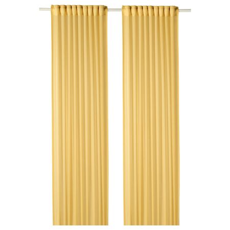 Гардины, очищающие воздух, 2 шт., желтый 145x300 см IKEA GUNRID ГУНРИД 004.686.01