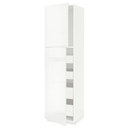 Высокий шкаф/2дверцы/4ящика, белый/Рингульт белый 60x60x220 см IKEA METOD МЕТОД / MAXIMERA МАКСИМЕРА 394.462.55