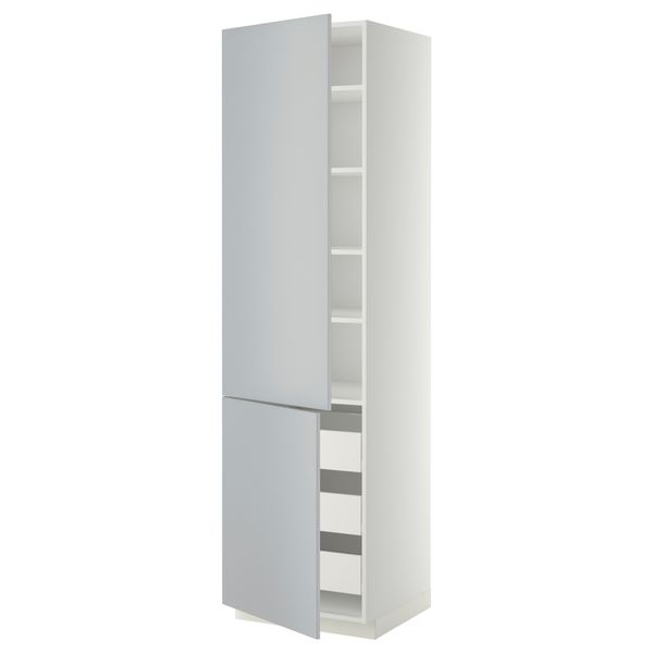 Высокий шкаф + полки, 3 ящика, 2 дверцы МЕТОД / ФОРВАРА, белый, Веддинге серый - фото 1