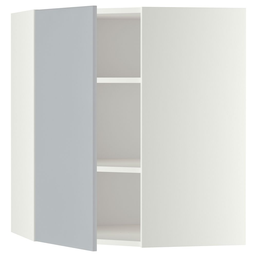 Угловой навесной шкаф с полками, 68x80 см, белый, Veddinge серый IKEA METOD МЕТОД 299.179.96 - фото 1